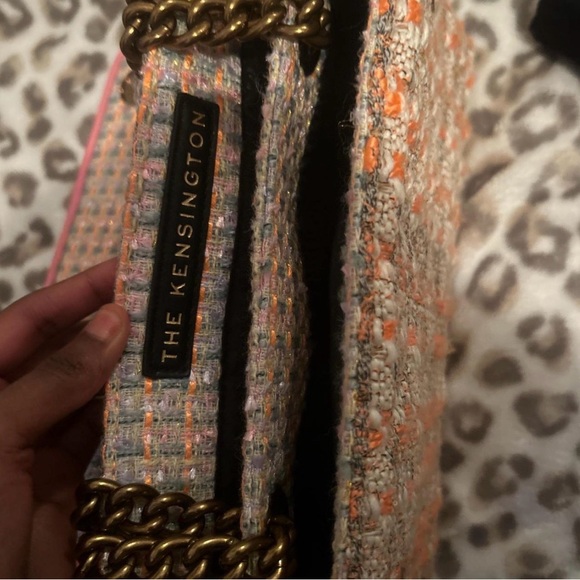 Kurt Geiger Tweed Crossbody Bag - Pink and Orange - Picture 2 of 4